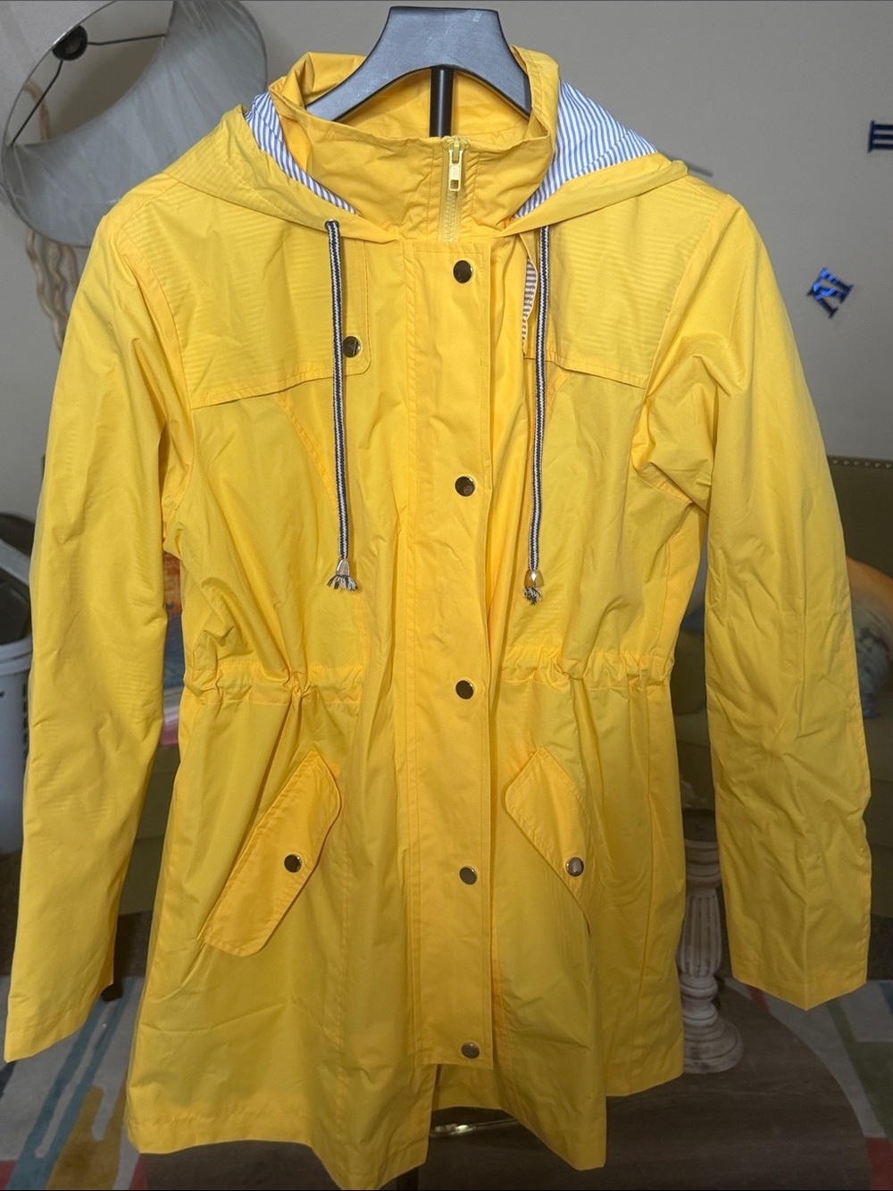 Yellow Lightweight Hooded Rain Jacket - Women